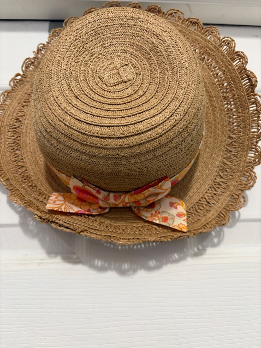 Straw Sun Hat with Floral Bow